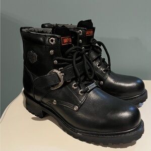 Harley-Davidson Women’s Black Leather Boots with Silver Accents